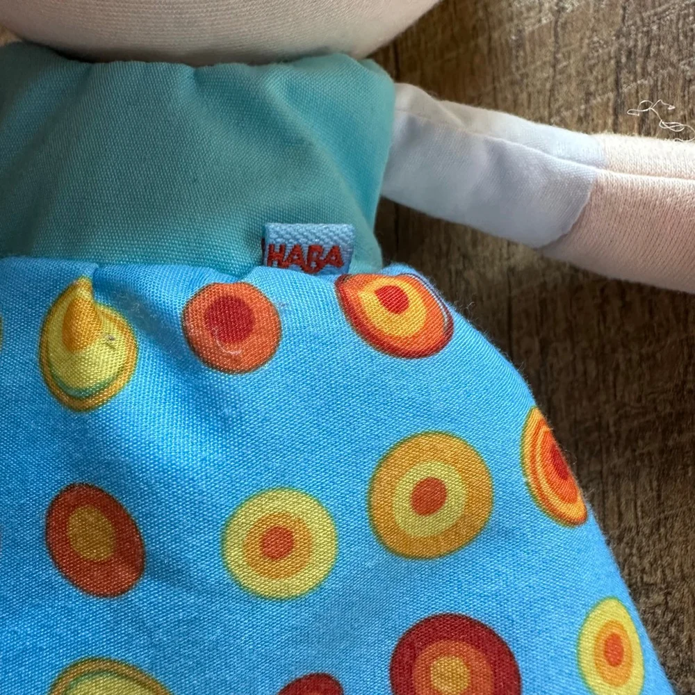 Girls HABA Blue & Yellow Polka Dot Doll